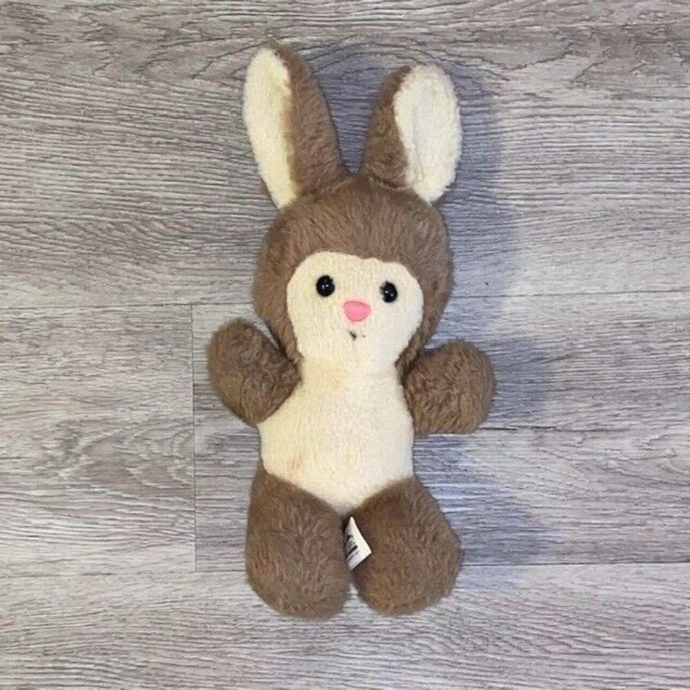 Vintage Animal Fair Bunny Rabbit Brown and Tan Plush Stuffed Animal 12 inches